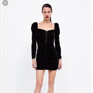 velvet lace up dress